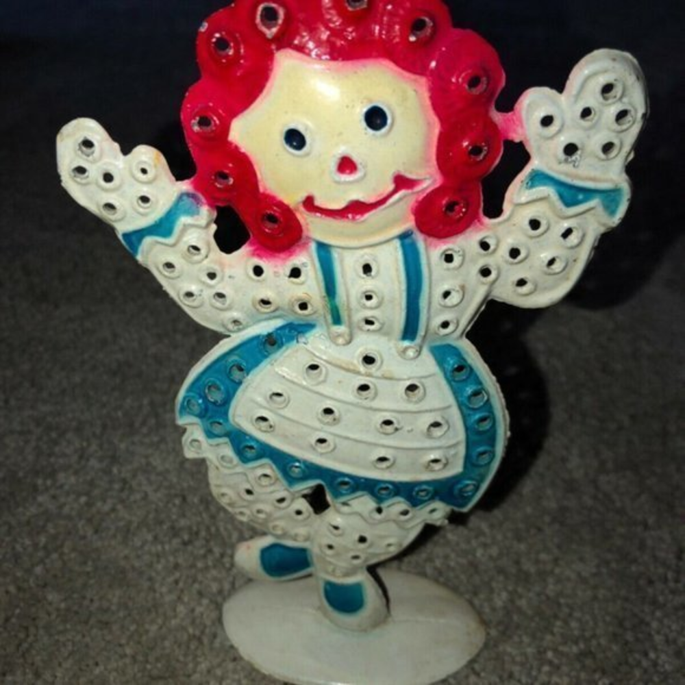 Vintage Raggedy Ann Metal Earring Display Holder‎ Storage
